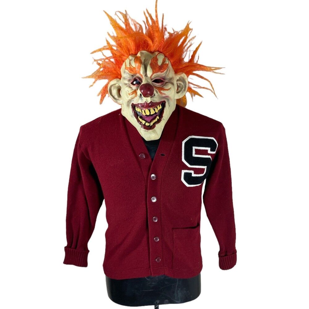 Class Clown Halloween Costume Adult Letterman Sweater Mask